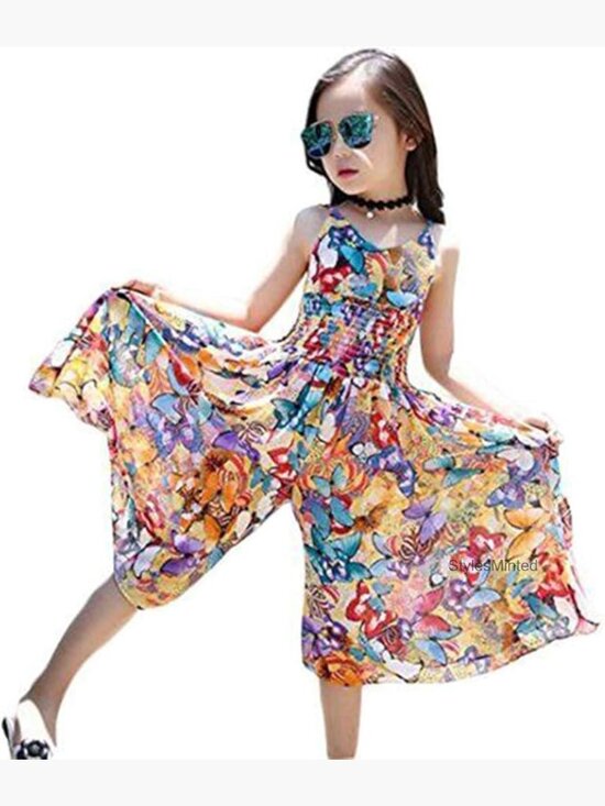 Other - Toddler Girl Bohemian Chiffon Beach Dress Jumpsuit Floral Summer Hawaii Style